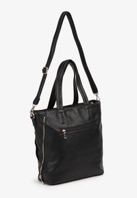 Renee - Czarna Torebka Shopper na Ramię z Paskiem z Regulacją Vemeriana. Kolor: czarny. Sezon: lato, wiosna. Styl: elegancki, casual. Rodzaj torebki: na ramię #3