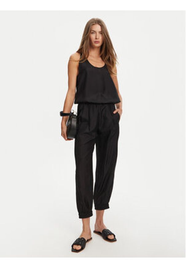 Marella Spodnie materiałowe Abetaia 2513131095 Czarny Relaxed Fit. Kolor: czarny. Materiał: jedwab