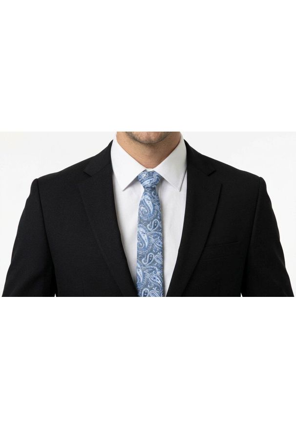 Męski Krawat - Chattier - Odcienie Błękitu, Wzór Paisley. Kolor: niebieski. Materiał: tkanina. Wzór: paisley. Styl: elegancki, klasyczny, wizytowy