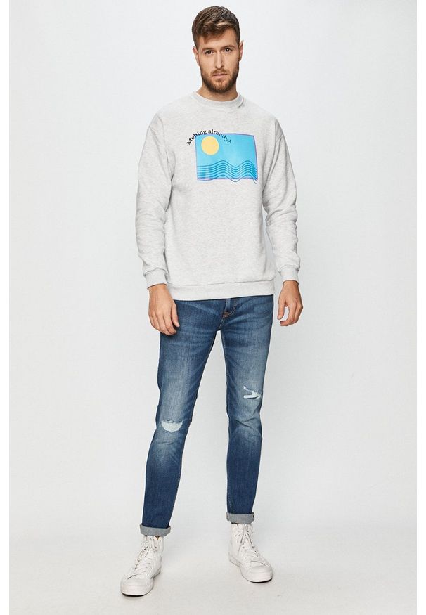 Local Heroes - Bluza. Okazja: na co dzień. Kolor: szary. Materiał: dzianina. Wzór: nadruk. Styl: casual