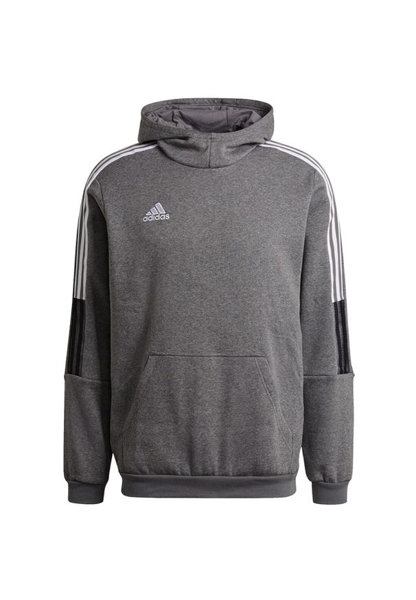 Adidas - adidas Tiro 21 Sweat Hoodie, męska bluza. Kolor: biały, wielokolorowy, szary. Materiał: bawełna, poliester. Sport: piłka nożna