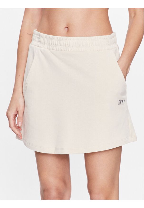DKNY Sport Spódnica mini DP3S5117 Beżowy Classic Fit. Kolor: beżowy. Materiał: syntetyk, bawełna. Styl: sportowy