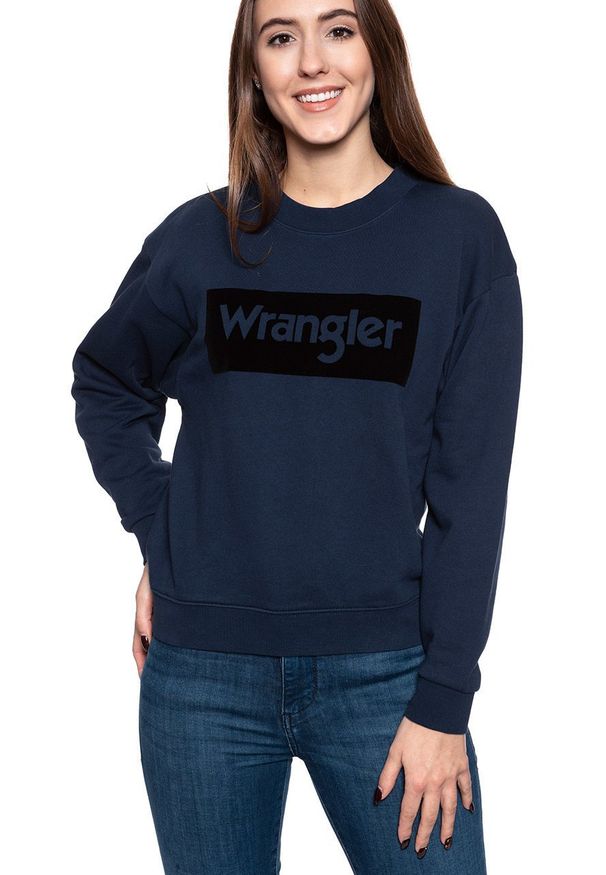 Wrangler - BLUZA WRANGLER HIGH RIB RETRO SWEAT NAVY W6N0HA114 112130760. Styl: klasyczny, retro