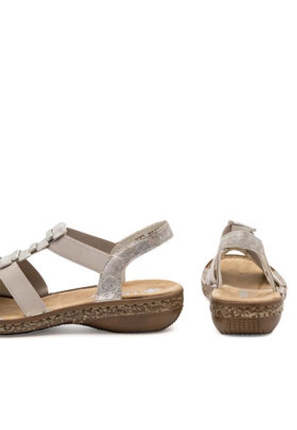 Rieker Sandały 62850-90 Beżowy. Kolor: beżowy. Materiał: syntetyk