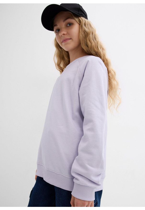 bonprix - Bluza z czystej bawełny organicznej. Kolor: fioletowy. Materiał: bawełna