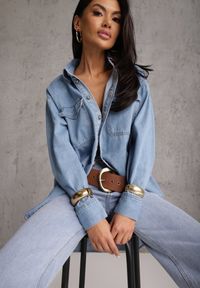 Renee - Niebieska Koszula Denimowa z Bawełną o Kroju Oversize Dinista. Okazja: na co dzień. Kolor: niebieski. Materiał: bawełna. Długość: długie. Styl: casual, boho #1