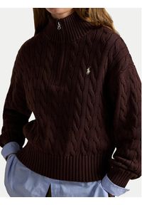 Polo Ralph Lauren Sweter 211963467505 Brązowy Relaxed Fit. Typ kołnierza: polo. Kolor: brązowy. Materiał: bawełna #5