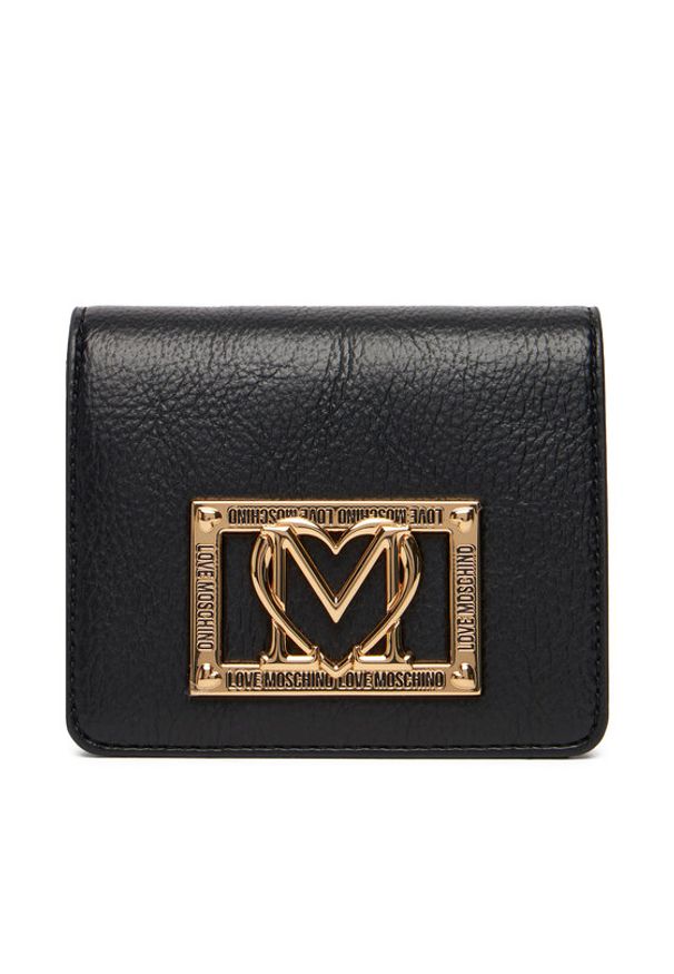 Love Moschino - LOVE MOSCHINO Mały Portfel Damski JC5604PP1NLI0000 Czarny. Kolor: czarny. Materiał: skóra