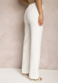 Renee - Białe Garniturowe Spodnie High Waist z Kieszeniami Blathe. Stan: podwyższony. Kolor: biały #2