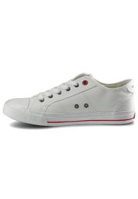 Trampki damskie Cross Jeans, sznurowany fason cholewka ze skóry ekologicznej niska cholewka przed kostkę gumowy nosek ochronny płaska elastyczna pode. Okazja: na co dzień. Zapięcie: sznurówki. Kolor: biały. Szerokość cholewki: normalna. Wzór: nadruk. Wysokość cholewki: przed kostkę. Materiał: materiał, skóra ekologiczna, guma. Sezon: wiosna, lato. Styl: klasyczny, casual #9