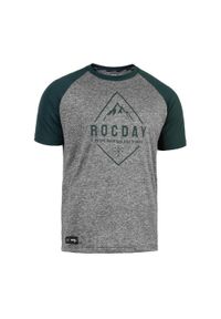 ROCDAY - Koszulka rowerowa MTB męska Rocday Peak Sanitized® z krótkim rękawem. Kolor: zielony, szary, wielokolorowy. Długość rękawa: krótki rękaw. Długość: krótkie