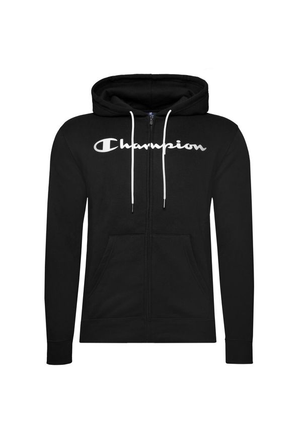 Champion - Bluza na co dzień męska CHAMPION na zamek z kapturem. Okazja: na co dzień. Typ kołnierza: kaptur. Kolor: czarny. Styl: casual