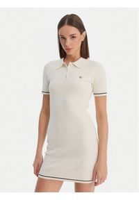 Calvin Klein Sukienka codzienna Microcable LV047F323G Beżowy Slim Fit. Okazja: na co dzień. Kolor: beżowy. Materiał: bawełna. Typ sukienki: proste. Styl: casual #1