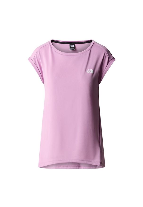 Koszulka The North Face Tanken 0A2S7FPO21 - różowa. Kolor: różowy. Materiał: tkanina, poliester. Długość rękawa: krótki rękaw. Długość: krótkie. Sport: fitness