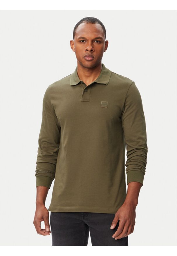 BOSS Polo Passerby 50507704 Zielony ciemny Slim Fit. Typ kołnierza: polo. Kolor: zielony. Materiał: bawełna