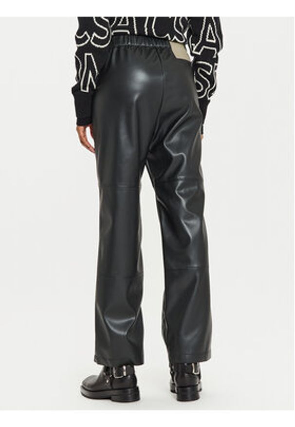 Max Mara Leisure Spodnie z imitacji skóry Struzzo 2426786098 Czarny Straight Fit. Kolor: czarny. Materiał: skóra