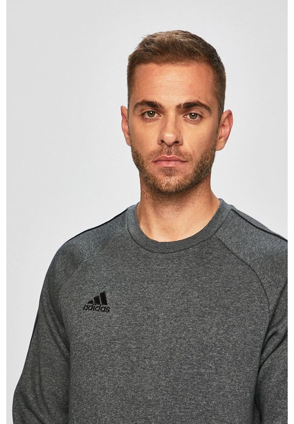 adidas Performance - Bluza. Kolor: szary. Materiał: dzianina. Długość rękawa: raglanowy rękaw