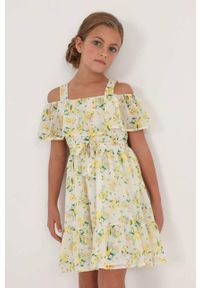 Mayoral sukienka dziecięca kolor biały mini rozkloszowana. Kolor: biały. Typ sukienki: rozkloszowane. Długość: mini #3