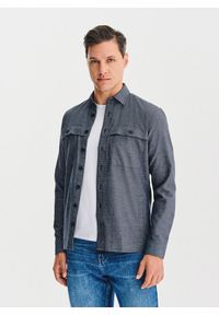 Pako Lorente - PAKO LORENTE - Granatowa koszula overshirt. Okazja: na co dzień. Kolor: niebieski. Materiał: bawełna. Długość rękawa: długi rękaw. Długość: długie. Styl: casual #1