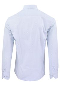 Męska Koszula, Taliowana (Slim Fit) - Rigon - Biel, Wzór. Okazja: do pracy, na spotkanie biznesowe. Materiał: bawełna, poliester, elastan. Długość rękawa: długi rękaw. Długość: długie. Styl: wizytowy, elegancki, biznesowy #3