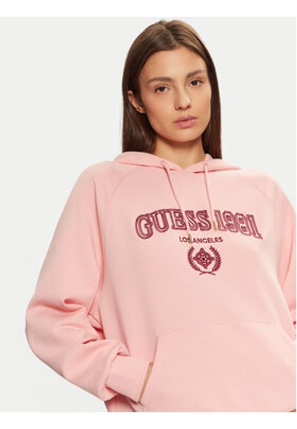 Guess Bluza V5RQ02 KCLD1 Różowy Regular Fit. Kolor: różowy. Materiał: syntetyk