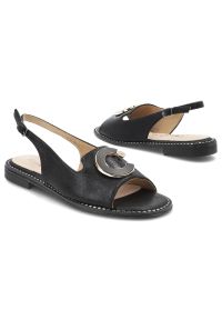 Czarne Sandały S.Barski Stylowe Płaskie Obuwie Damskie. Okazja: na co dzień. Zapięcie: pasek. Kolor: czarny. Wzór: aplikacja. Sezon: lato. Obcas: na obcasie. Styl: elegancki. Wysokość obcasa: niski #5