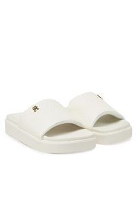 TOMMY HILFIGER - Tommy Hilfiger Klapki Platform Monogram Poolslide FW0FW08526 Biały. Kolor: biały. Materiał: skóra. Obcas: na platformie
