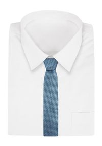 Klasyczny Krawat, Morski w Drobny Rzucik, Męski, 7cm -Angelo di Monti. Kolor: niebieski. Materiał: tkanina. Styl: klasyczny