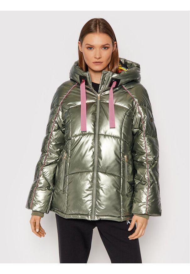 Kurtka puchowa Fracomina. Kolor: zielony. Materiał: puch