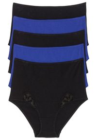 bonprix - Figi z wysoką talią (5 par). Kolor: niebieski. Materiał: koronka #1