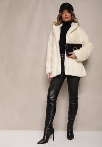 Renee - Kremowa Kurtka Dorima. Kolor: beżowy. Materiał: futro, poliester, skóra. Sezon: zima, jesień. Styl: elegancki