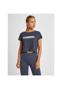 Damska koszulka crop top Hummel Legacy. Kolor: niebieski, zielony, wielokolorowy