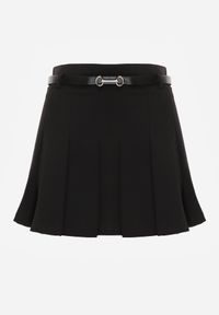 Renee - Czarna Spódnica Plisowana z Wiskozą i Paskiem Semivirae. Okazja: na spotkanie biznesowe, na co dzień. Kolor: czarny. Materiał: wiskoza. Styl: klasyczny, biznesowy, casual, elegancki #2