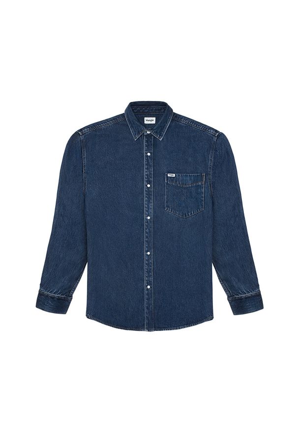 Wrangler - WRANGLER LS 1 PKT SHIRT MĘSKA KOSZULA JEANSOWA WRANGLER DARK STONE 112350576 W5M9015411. Materiał: jeans