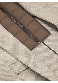 Pako Lorente - PAKO LORENTE - Beżowa marynarka męska z odpinaną stójką. Okazja: na co dzień. Typ kołnierza: kołnierzyk stójkowy. Kolor: beżowy. Materiał: wełna, poliester. Sezon: jesień. Styl: casual #9