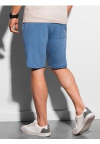 Ombre Clothing - Krótkie spodenki męskie dresowe W299 - niebieskie - XXL. Kolor: niebieski. Materiał: dresówka. Długość: krótkie. Sezon: lato