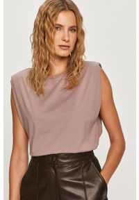 Vero Moda - T-shirt. Okazja: na co dzień. Kolor: fioletowy. Materiał: bawełna, dzianina. Wzór: gładki. Styl: casual #1