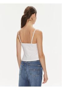 Tommy Jeans Top Essential DW0DW17381 Biały Slim Fit. Kolor: biały. Materiał: bawełna