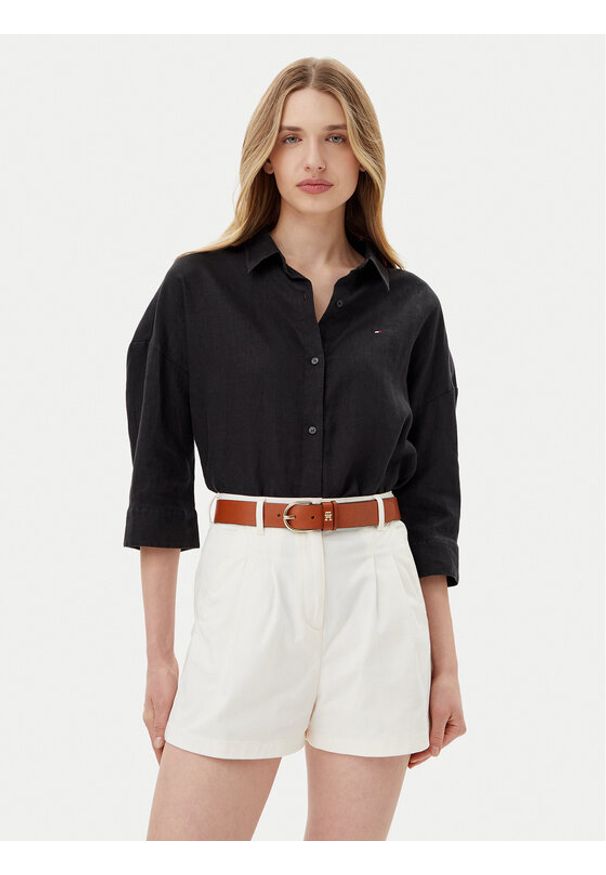 TOMMY HILFIGER - Tommy Hilfiger Koszula WW0WW46169 Czarny Loose Fit. Kolor: czarny. Materiał: len