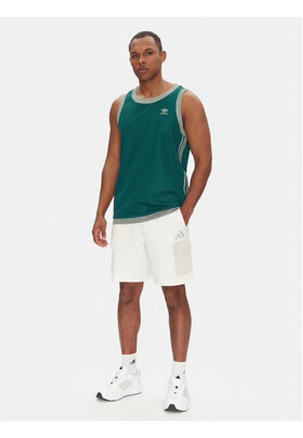 Adidas - adidas Tank top adicolor Mock Eyelet JP1096 Zielony Oversize. Kolor: zielony. Materiał: syntetyk