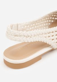 Renee - Beżowe Baleriny Slingback z Plecionki ze Szpiczastym Noskiem Eupheleta. Nosek buta: szpiczasty. Zapięcie: bez zapięcia. Kolor: beżowy. Wzór: haft. Styl: boho #5