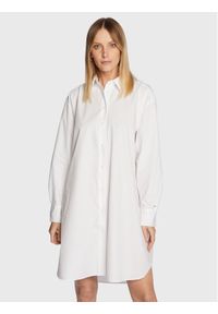 TOMMY HILFIGER - Tommy Hilfiger Sukienka koszulowa Solid WW0WW37102 Biały Oversize. Kolor: biały. Materiał: bawełna. Typ sukienki: oversize, koszulowe