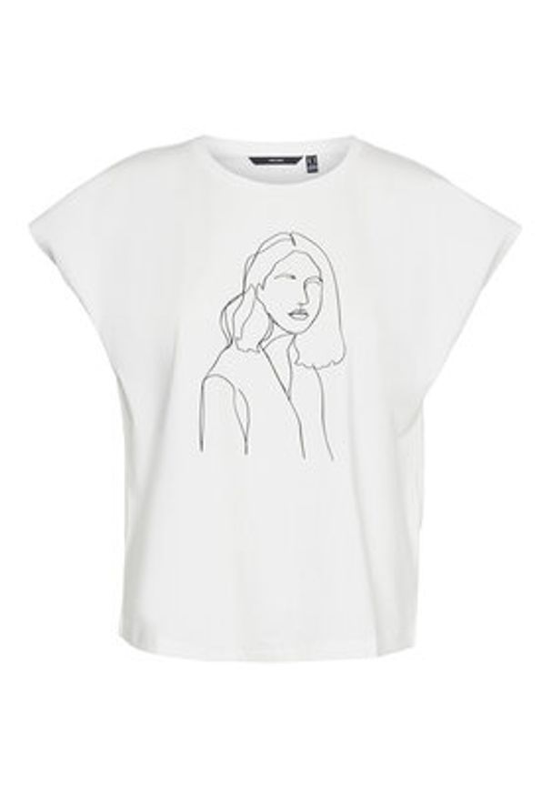 Vero Moda T-Shirt 10298088 Biały Box Fit. Kolor: biały. Materiał: bawełna