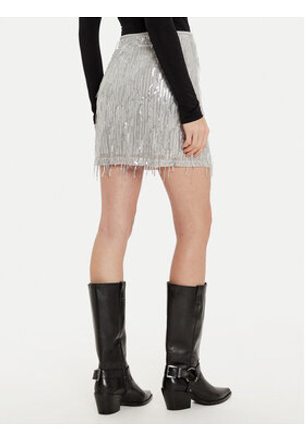 only - ONLY Spódnica mini Spacy 15305742 Srebrny Slim Fit. Kolor: srebrny. Materiał: syntetyk