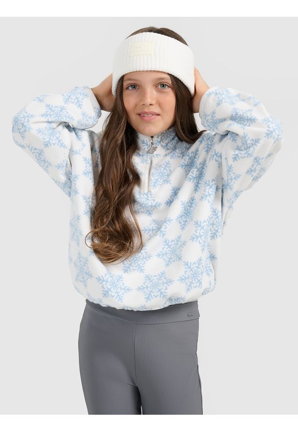 4f - 4F Polar oversize z nadrukiem dziewczęcy - multikolor 152 (11-12 lat). Typ kołnierza: kołnierzyk stójkowy. Kolor: wielokolorowy. Materiał: polar. Wzór: nadruk. Sezon: lato