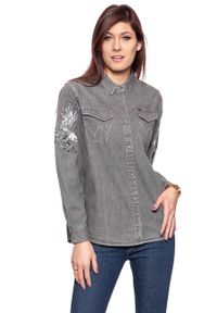 Wrangler - KOSZULA JEANSOWA DAMSKA WRANGLER L/S EAGLE DENIM SHIR GREY DENI W5178MR6E. Materiał: jeans, denim