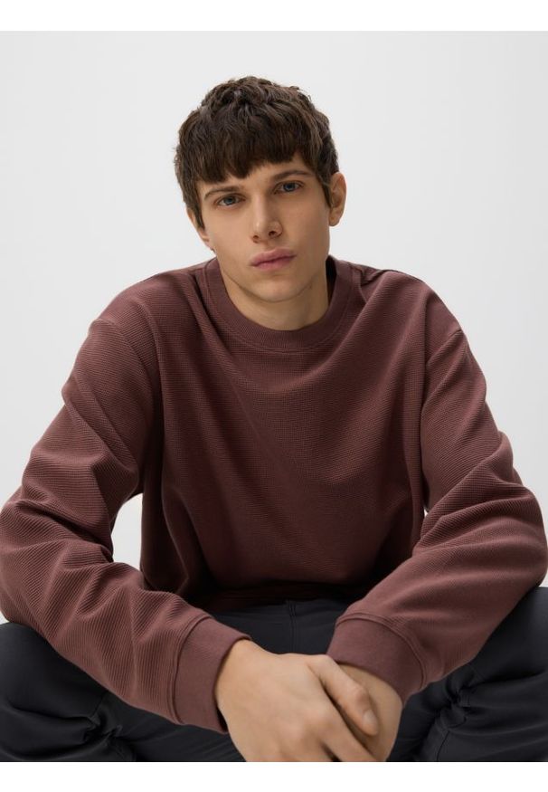 Reserved - Longsleeve boxy - jasnofioletowy. Kolor: fioletowy. Materiał: bawełna, dzianina. Długość rękawa: długi rękaw