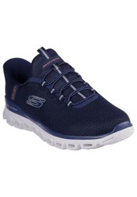 skechers - Męskie GLIDE-STEP NOXUS Slip-On Granatowy. Zapięcie: bez zapięcia. Kolor: niebieski. Materiał: materiał. Szerokość cholewki: normalna