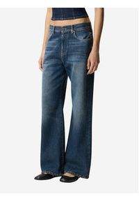 Pinko - PINKO Jeansy Wanda wide leg soft ocean Granatowy Regular Fit. Kolor: niebieski #3