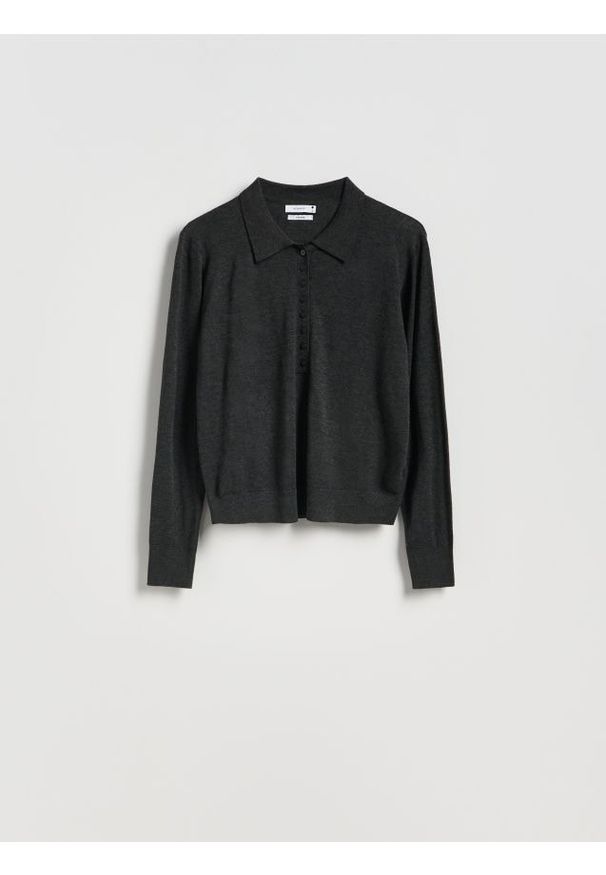 Reserved - Sweter z wełną - ciemnoszary. Kolor: szary. Materiał: wełna